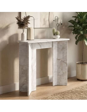 Mara Megapap melamine dresser in white marble effect color 90x29.6x91.8cm.