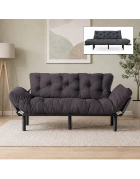 Nitta Megapap three seater fabric sofa bed in grey color 185x70x85cm.