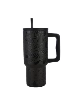 Thermos Estia Straw Tumbler XL Save The Aegean Noir Echo 900ml