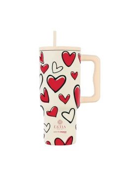 Θερμός Estia Straw Tumbler XL Save The Aegean Red Valentine 900ml