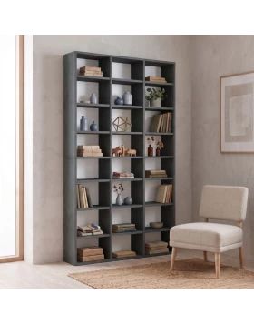 Βιβλιοθήκη Diamond Megapap χρώμα γκρι σκυροδέματος 100x16,6x178εκ.