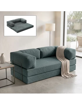 Καναπές - κρεβάτι Comfort Megapap τριθέσιος υφασμάτινος χρώμα μέντα 190x95x75εκ.