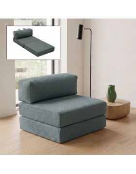Πολυθρόνα - κρεβάτι Comfort Megapap υφασμάτινη χρώμα μέντα 95x95x75εκ.