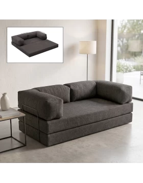 Καναπές - κρεβάτι Comfort Megapap τριθέσιος υφασμάτινος χρώμα ανθρακί 190x95x75εκ.