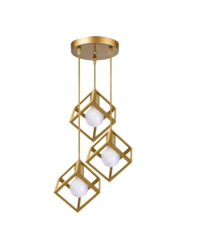 Lumid Megapap E27 metallic three light ceiling light E27  in gold color 30x40x70cm.