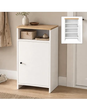 Tasla Megapap melamine shoe cabinet in white - sapphire oak color 50x35.3x86cm.