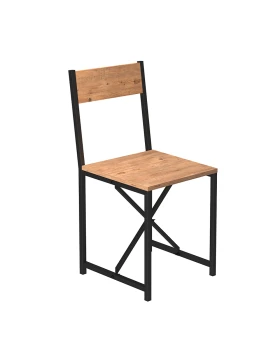 Maysa Megapap melamine - metal dining chair in black - pine oak color 40.2x42.5x84.7cm.
