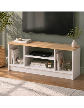 Bahama Megapap melamine tv stand in white - sapphire oak color 120x35x46.5cm.