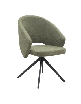 Milano Megapap swivel dining chair green fabric - black metal leg, 64x64x83cm.