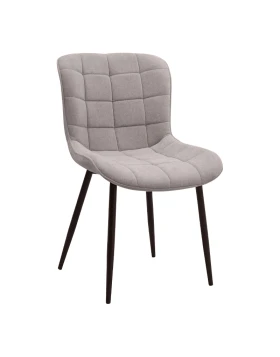 Chiara Megapap fabric dining chair in beige color with black metal leg 48x58x81cm.