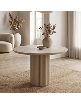 Hazar Megapap MDF dining table in travertine - sandstone color Ø100,5x76cm.