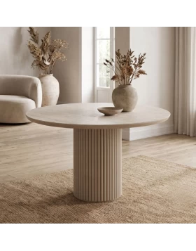 Hazar Megapap MDF dining table in travertine - sandstone color Ø119,5x76cm.
