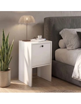 Pepa Megapap melamine nighstand in white color 35x34.6x59.6cm.