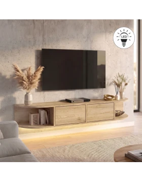 Korven Megapap melamine wall mounted tv stand with LED in sepet oak color 180x35x28.8cm.