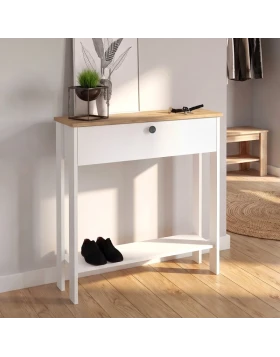 Priapos Megapap melamine dresser in white - sepet oak color 90x29.6x91.8cm.