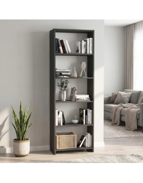 Βιβλιοθήκη Alantos Megapap χρώμα ανθρακί 60x29,6x180εκ.