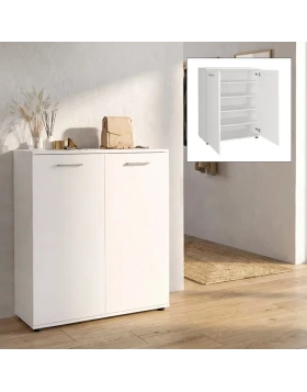 Penetra Megapap melamine shoe cabinet in white color 90x35x102.5cm.