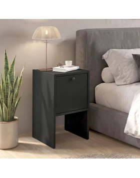 Pepa Megapap melamine nighstand in black color 35x34.6x59.6cm.